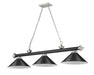 Billiard Z-Lite 2306-3MB-BN-MB15 Matte Black + Brushed Nickel Cordon 3 Light Billiard Z-Lite