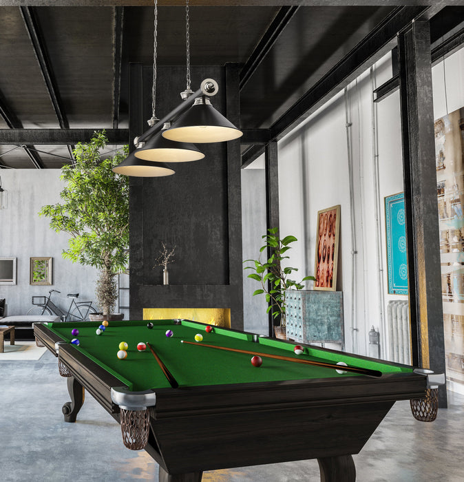 Billiard Z-Lite 2306-3MB-BN-MB15 Matte Black + Brushed Nickel Cordon 3 Light Billiard Z-Lite