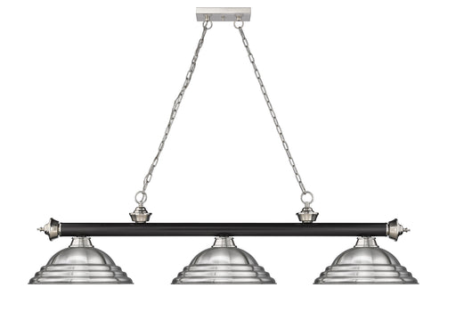 Billiard Z-Lite 2306-3MB-BN-SBN Matte Black + Brushed Nickel Cordon 3 Light Billiard Z-Lite