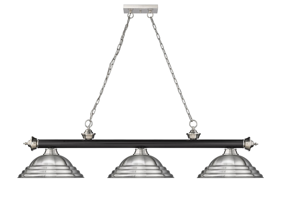 Billiard Z-Lite 2306-3MB-BN-SBN Matte Black + Brushed Nickel Cordon 3 Light Billiard Z-Lite