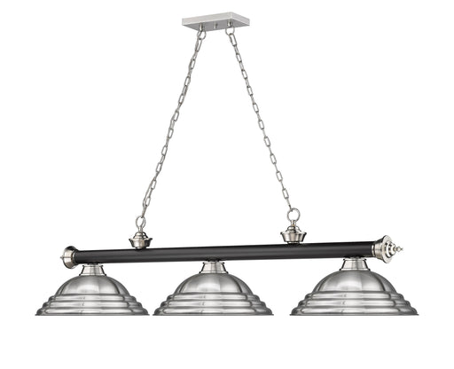Billiard Z-Lite 2306-3MB-BN-SBN Matte Black + Brushed Nickel Cordon 3 Light Billiard Z-Lite
