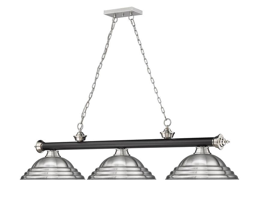 Billiard Z-Lite 2306-3MB-BN-SBN Matte Black + Brushed Nickel Cordon 3 Light Billiard Z-Lite