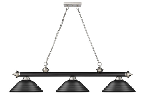 Billiard Z-Lite 2306-3MB-BN-SMB Matte Black + Brushed Nickel Cordon 3 Light Billiard Z-Lite