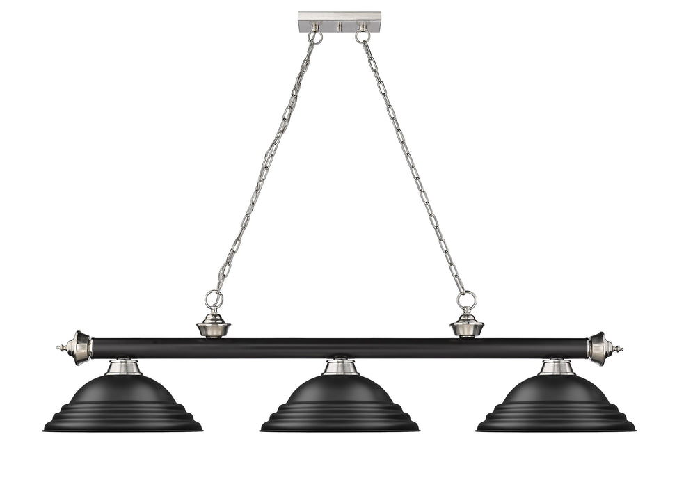 Billiard Z-Lite 2306-3MB-BN-SMB Matte Black + Brushed Nickel Cordon 3 Light Billiard Z-Lite