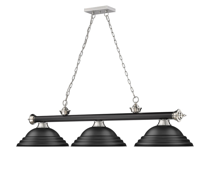 Billiard Z-Lite 2306-3MB-BN-SMB Matte Black + Brushed Nickel Cordon 3 Light Billiard Z-Lite