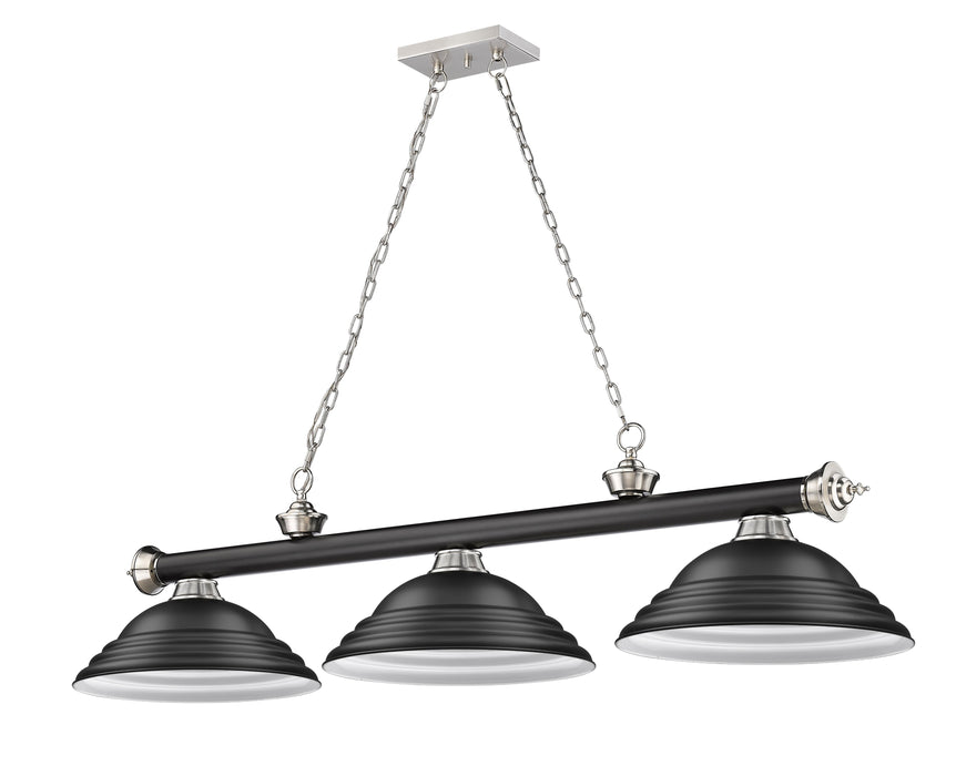 Billiard Z-Lite 2306-3MB-BN-SMB Matte Black + Brushed Nickel Cordon 3 Light Billiard Z-Lite