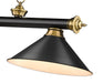 Billiard Z-Lite 2306-3MB-RB-MB15 Matte Black + Rubbed Brass Cordon 3 Light Billiard Z-Lite