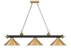 Billiard Z-Lite 2306-3MB-RB-RB15 Matte Black + Rubbed Brass Cordon 3 Light Billiard Z-Lite