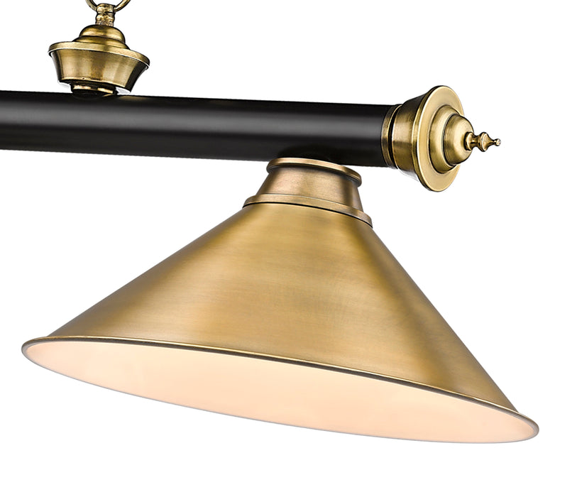 Billiard Z-Lite 2306-3MB-RB-RB15 Matte Black + Rubbed Brass Cordon 3 Light Billiard Z-Lite