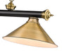 Billiard Z-Lite 2306-3MB-RB-RB15 Matte Black + Rubbed Brass Cordon 3 Light Billiard Z-Lite