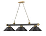 Billiard Z-Lite 2306-3MB-RB-SMB Matte Black + Rubbed Brass Cordon 3 Light Billiard Z-Lite