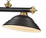 Billiard Z-Lite 2306-3MB-RB-SMB Matte Black + Rubbed Brass Cordon 3 Light Billiard Z-Lite