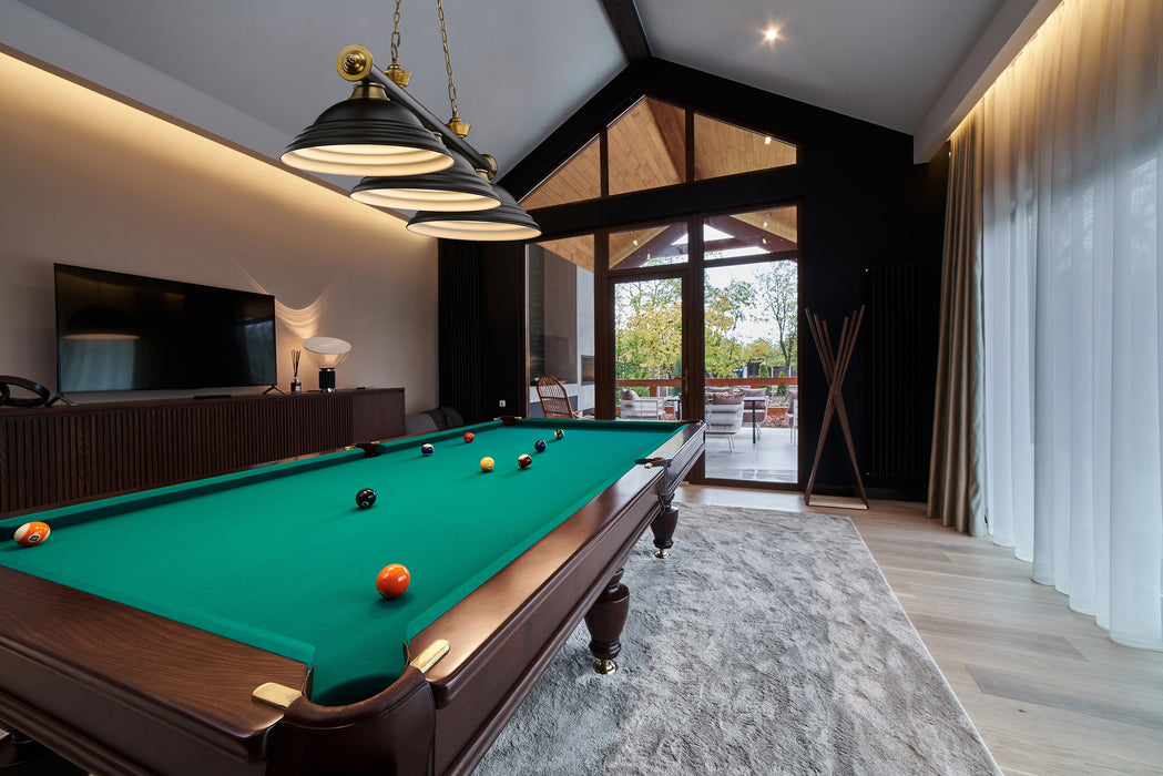 Billiard Z-Lite 2306-3MB-RB-SMB Matte Black + Rubbed Brass Cordon 3 Light Billiard Z-Lite