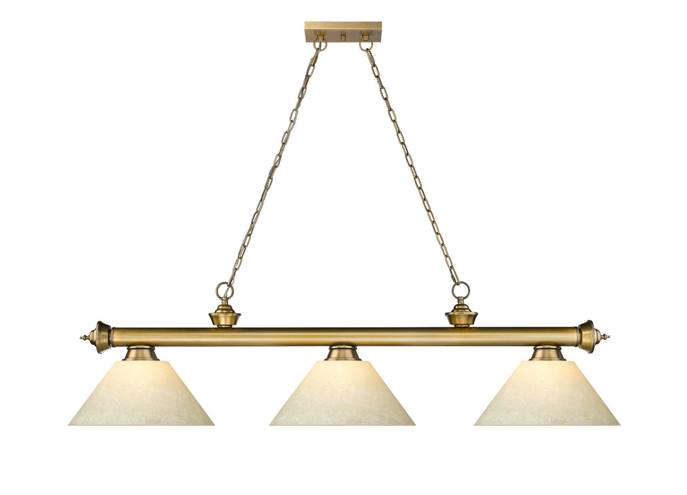 Billiard Z-Lite 2306-3RB-AGM14 Rubbed Brass Cordon 3 Light Billiard Z-Lite
