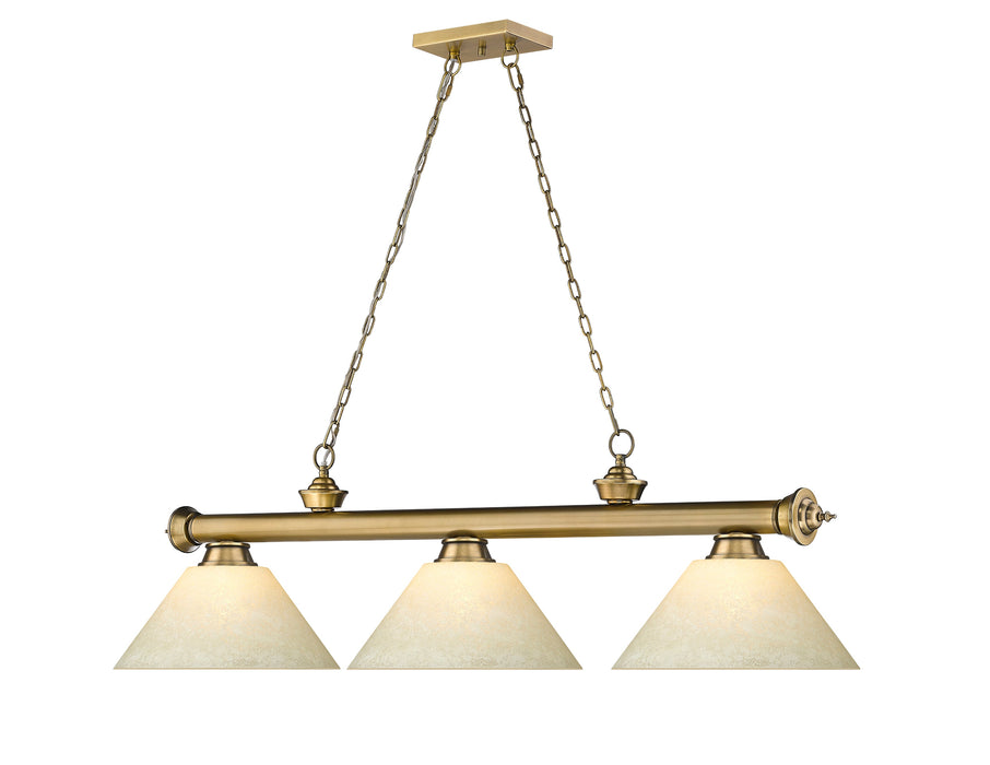 Billiard Z-Lite 2306-3RB-AGM14 Rubbed Brass Cordon 3 Light Billiard Z-Lite