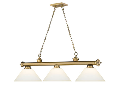 Billiard Z-Lite 2306-3RB-AMO14 Rubbed Brass Cordon 3 Light Billiard Z-Lite