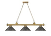 Billiard Z-Lite 2306-3RB-BRZ15 Rubbed Brass Cordon 3 Light Billiard Z-Lite