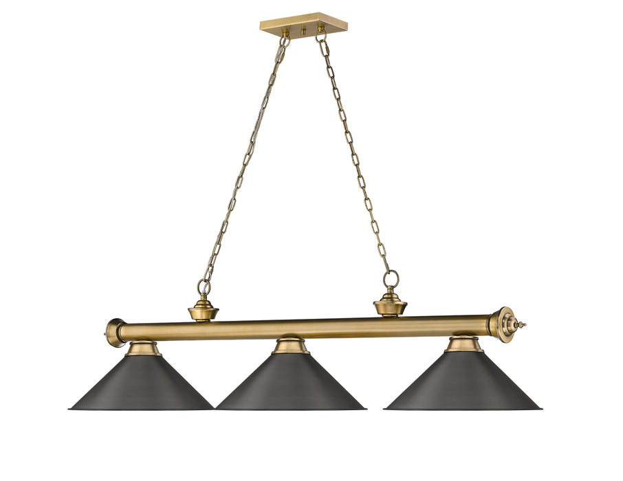 Billiard Z-Lite 2306-3RB-BRZ15 Rubbed Brass Cordon 3 Light Billiard Z-Lite