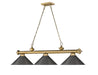 Billiard Z-Lite 2306-3RB-BRZ15 Rubbed Brass Cordon 3 Light Billiard Z-Lite