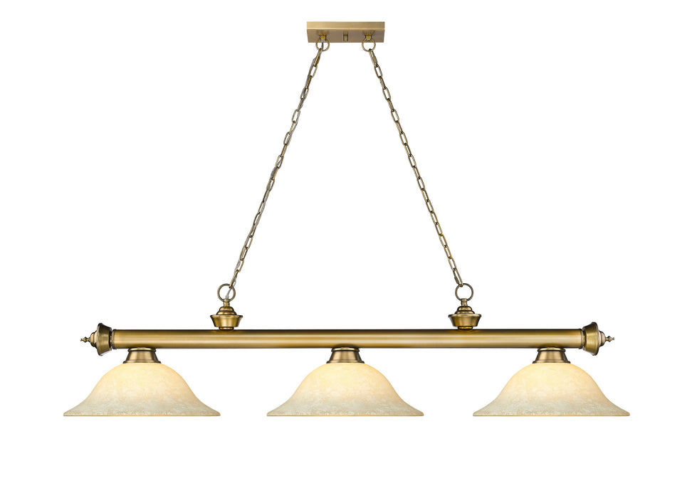 Billiard Z-Lite 2306-3RB-GM16 Rubbed Brass Cordon 3 Light Billiard Z-Lite