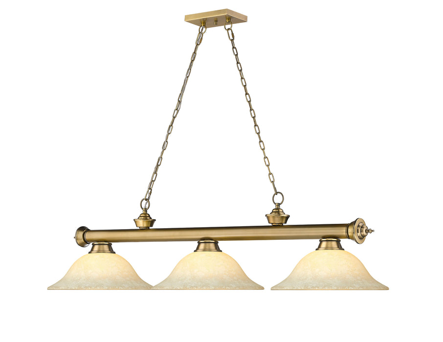 Billiard Z-Lite 2306-3RB-GM16 Rubbed Brass Cordon 3 Light Billiard Z-Lite