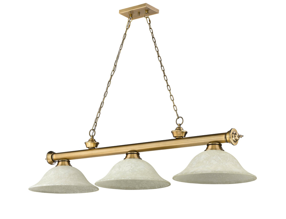 Billiard Z-Lite 2306-3RB-GM16 Rubbed Brass Cordon 3 Light Billiard Z-Lite