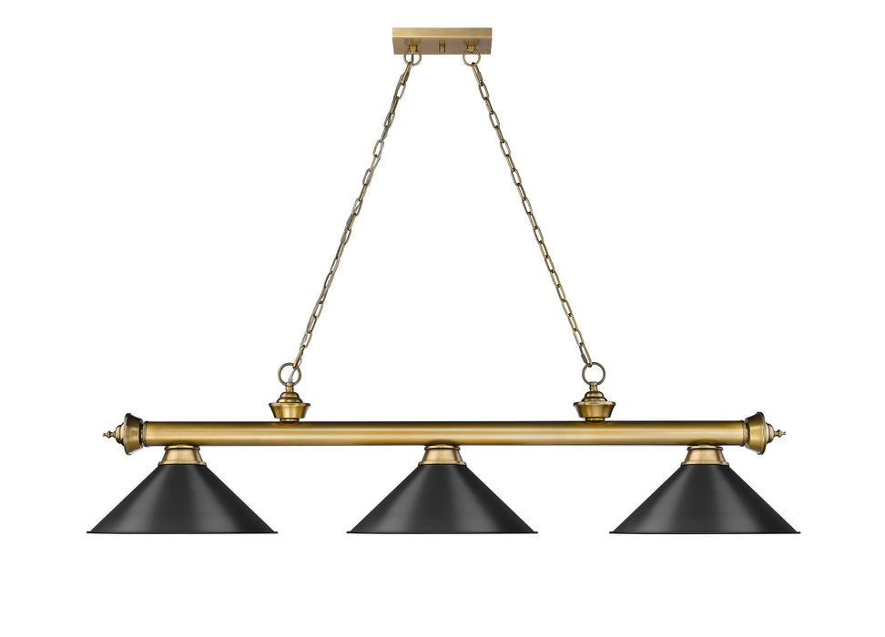 Billiard Z-Lite 2306-3RB-MB15 Rubbed Brass Cordon 3 Light Billiard Z-Lite