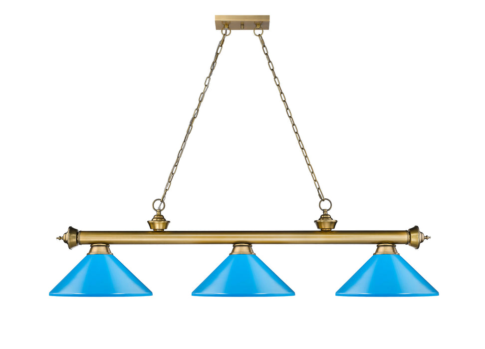 Billiard Z-Lite 2306-3RB-MEB Rubbed Brass Cordon 3 Light Billiard Z-Lite