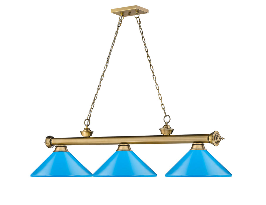 Billiard Z-Lite 2306-3RB-MEB Rubbed Brass Cordon 3 Light Billiard Z-Lite