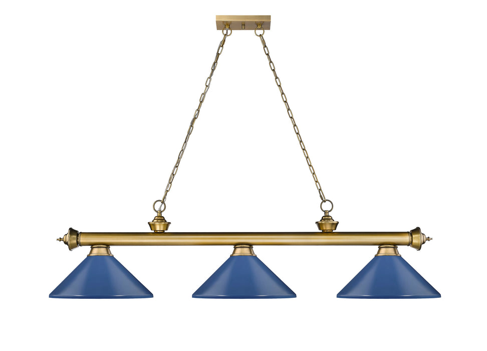 Billiard Z-Lite 2306-3RB-MNB Rubbed Brass Cordon 3 Light Billiard Z-Lite