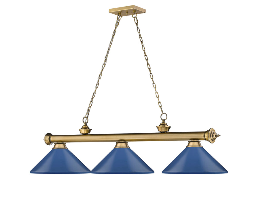 Billiard Z-Lite 2306-3RB-MNB Rubbed Brass Cordon 3 Light Billiard Z-Lite