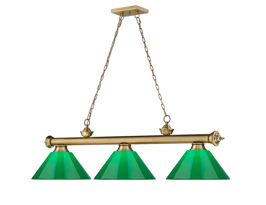 Billiard Z-Lite 2306-3RB-PGR Rubbed Brass Cordon 3 Light Billiard Z-Lite