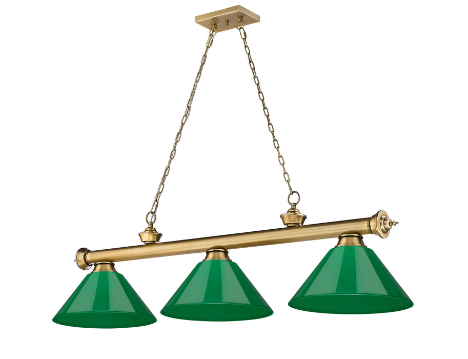 Billiard Z-Lite 2306-3RB-PGR Rubbed Brass Cordon 3 Light Billiard Z-Lite