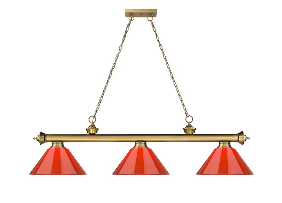 Billiard Z-Lite 2306-3RB-PRD Rubbed Brass Cordon 3 Light Billiard Z-Lite