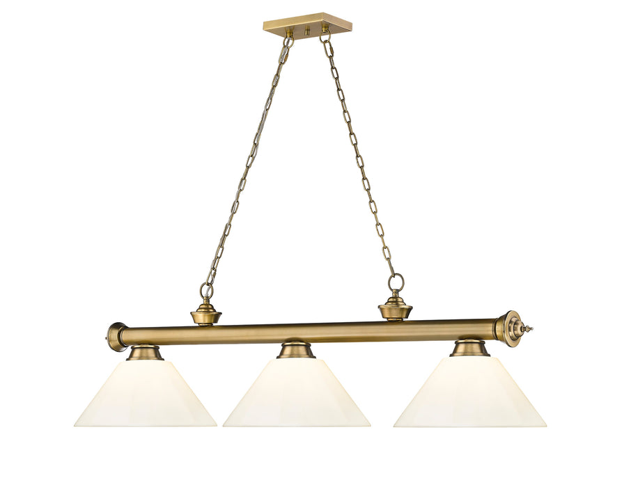 Billiard Z-Lite 2306-3RB-PWH Rubbed Brass Cordon 3 Light Billiard Z-Lite