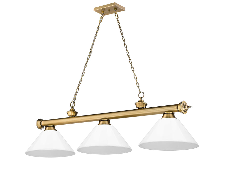 Billiard Z-Lite 2306-3RB-PWH Rubbed Brass Cordon 3 Light Billiard Z-Lite