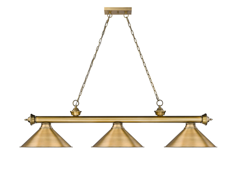 Billiard Z-Lite 2306-3RB-RB15 Rubbed Brass Cordon 3 Light Billiard Z-Lite