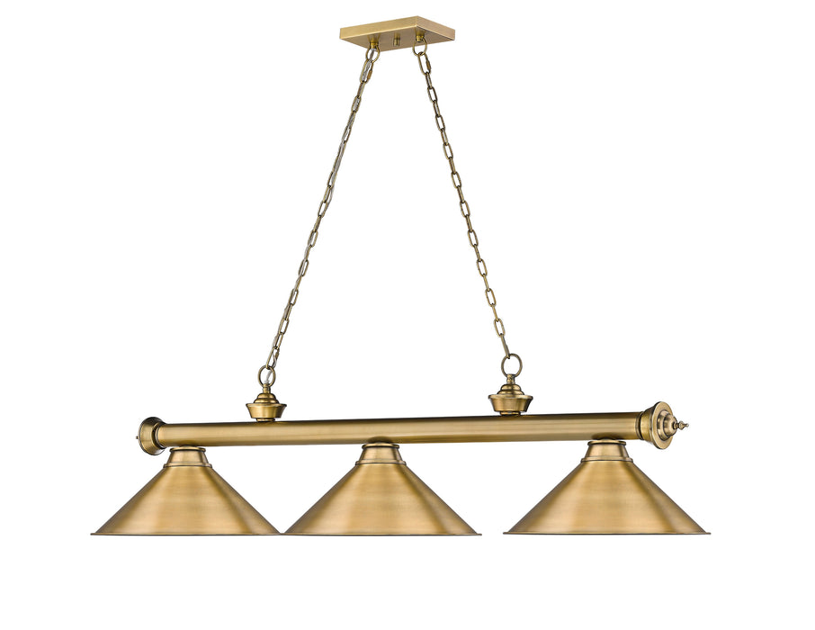 Billiard Z-Lite 2306-3RB-RB15 Rubbed Brass Cordon 3 Light Billiard Z-Lite