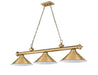 Billiard Z-Lite 2306-3RB-RB15 Rubbed Brass Cordon 3 Light Billiard Z-Lite