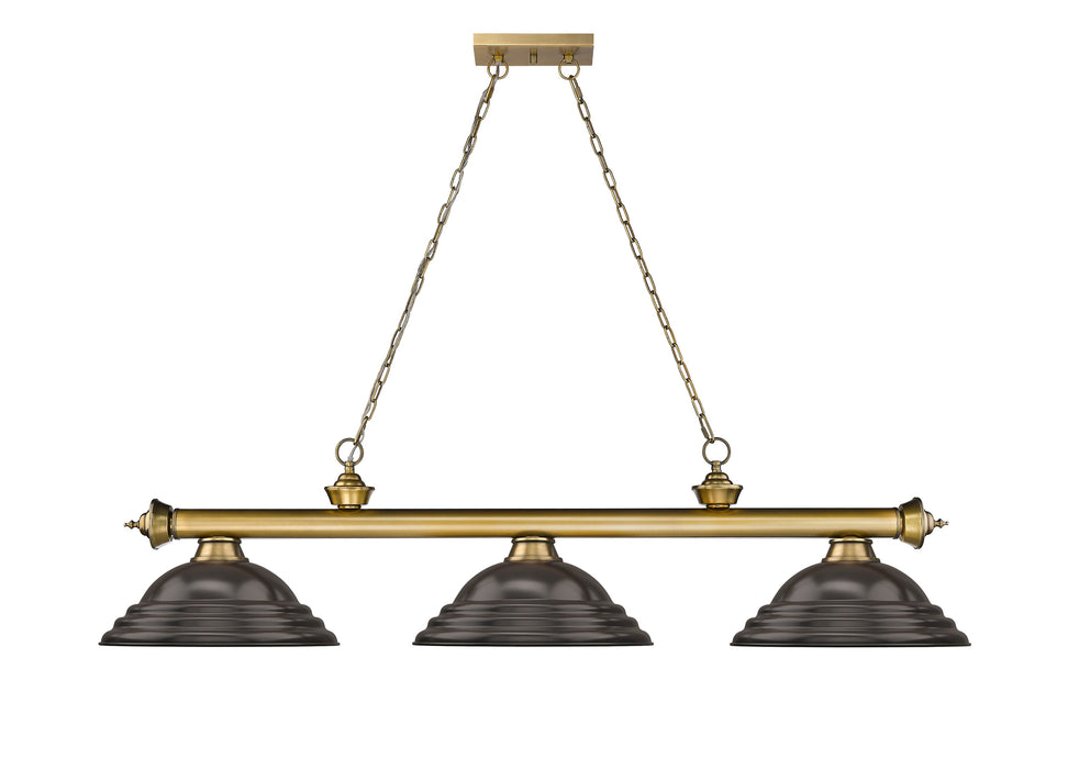 Billiard Z-Lite 2306-3RB-SBRZ Rubbed Brass Cordon 3 Light Billiard Z-Lite