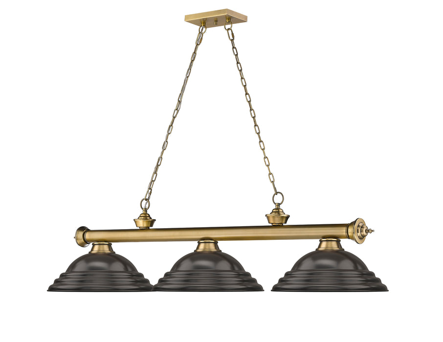 Billiard Z-Lite 2306-3RB-SBRZ Rubbed Brass Cordon 3 Light Billiard Z-Lite