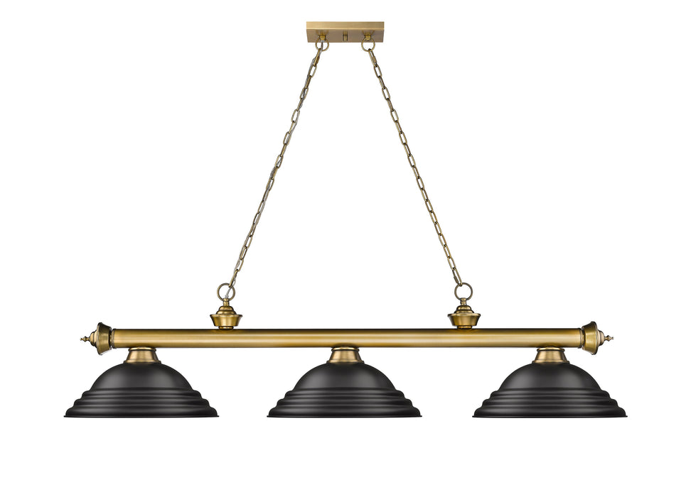 Billiard Z-Lite 2306-3RB-SMB Rubbed Brass Cordon 3 Light Billiard Z-Lite