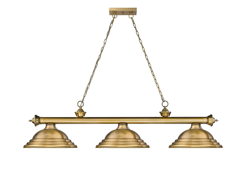 Billiard Z-Lite 2306-3RB-SRB Rubbed Brass Cordon 3 Light Billiard Z-Lite