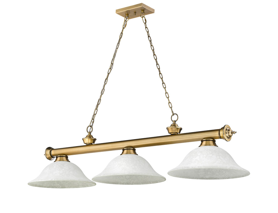 Billiard Z-Lite 2306-3RB-WM16 Rubbed Brass Cordon 3 Light Billiard Z-Lite