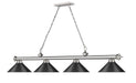 Billiard Z-Lite 2306-4BN-MB15 Brushed Nickel Cordon 4 Light Billiard Z-Lite