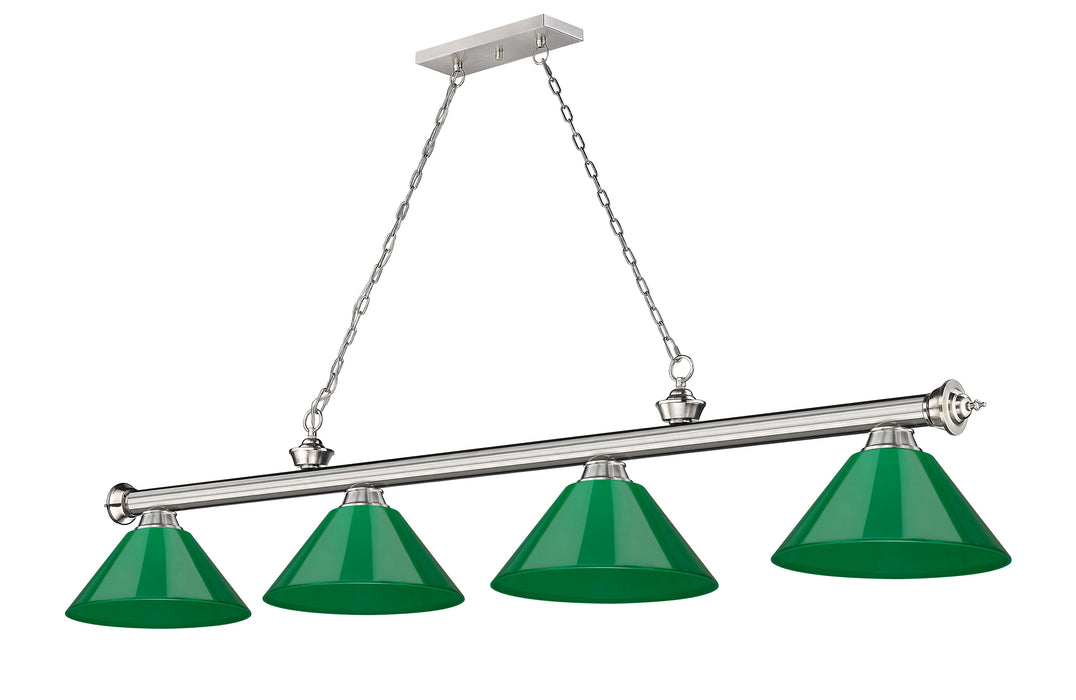 Billiard Z-Lite 2306-4BN-PGR Brushed Nickel Cordon 4 Light Billiard Z-Lite