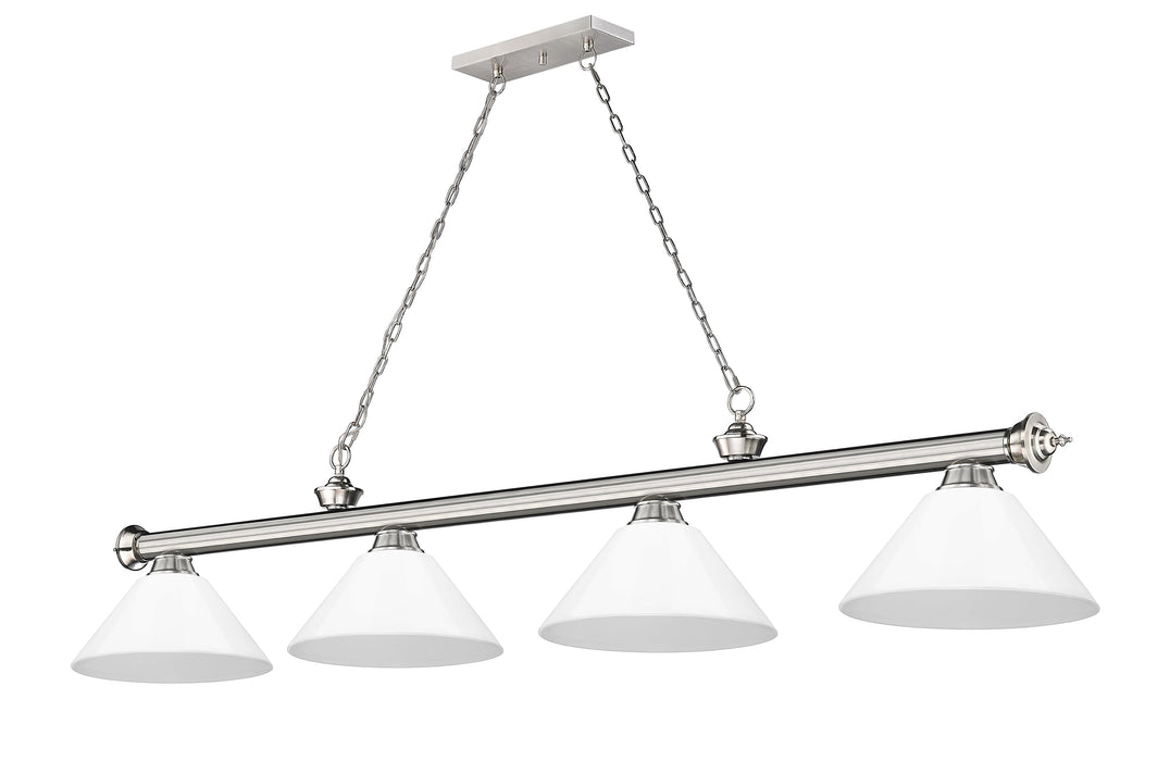 Billiard Z-Lite 2306-4BN-PWH Brushed Nickel Cordon 4 Light Billiard Z-Lite