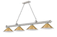 Billiard Z-Lite 2306-4BN-RB15 Brushed Nickel Cordon 4 Light Billiard Z-Lite