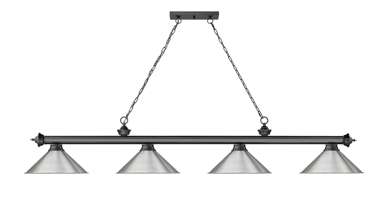 Billiard Z-Lite 2306-4BP-BN15 Bronze Plate Cordon 4 Light Billiard Z-Lite