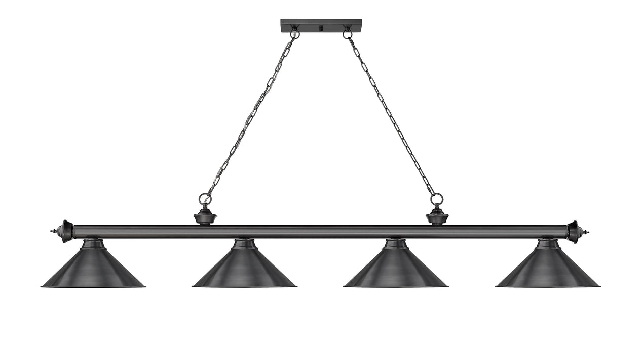 Billiard Z-Lite 2306-4BP-BP15 Bronze Plate Cordon 4 Light Billiard Z-Lite